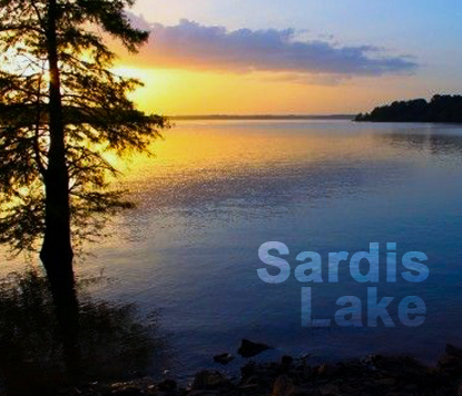 sun setting on Sardis Lake